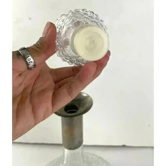 VTG Diamond Cut Glass Whiskey Decanter Silver Plate Collar & Stopper Barware - Picture 16 of 16